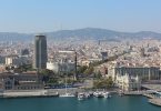 sicht vom meer auf die ramblas von barcelona