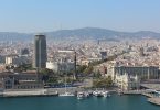 sicht vom meer auf die ramblas von barcelona